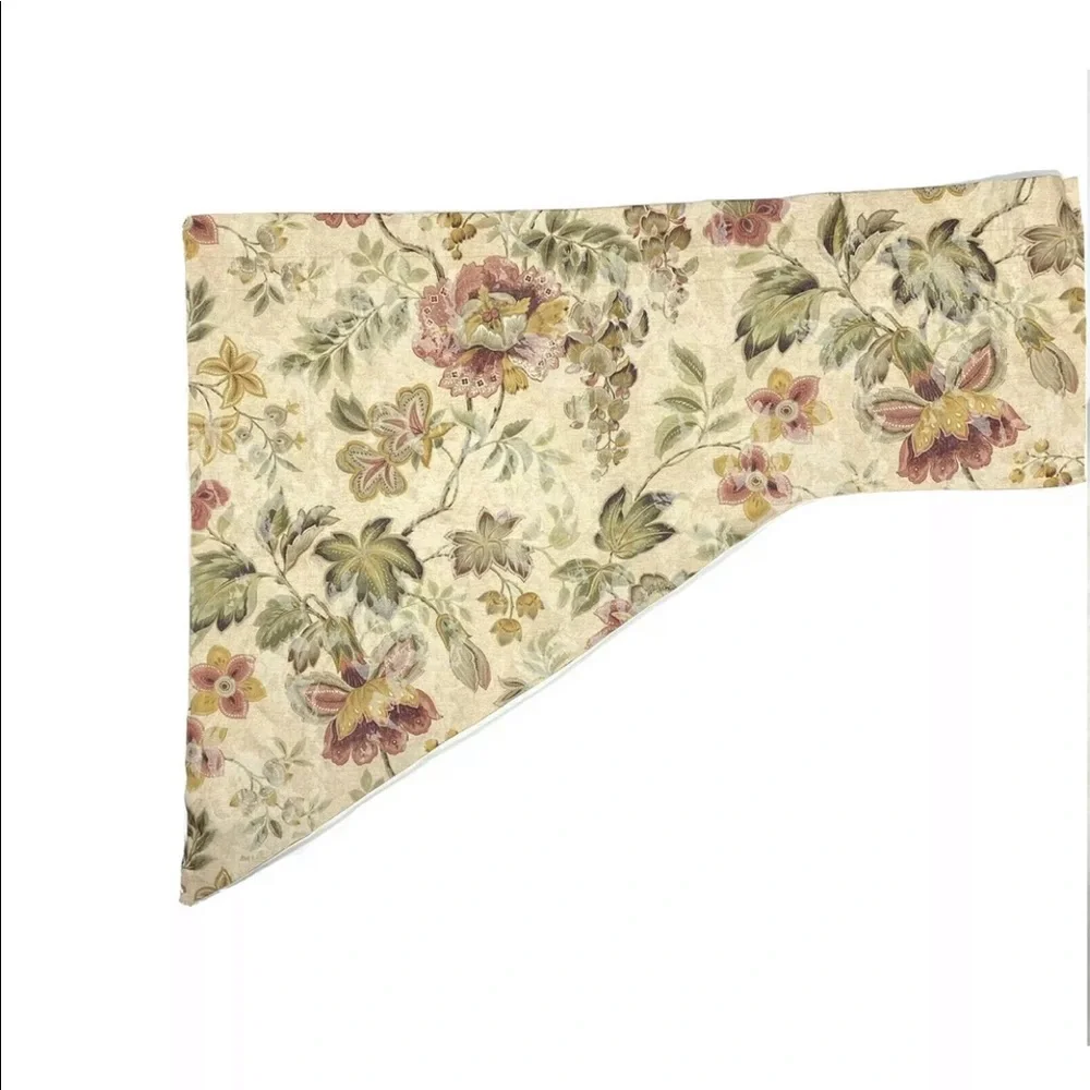 2 Custom Luxury Valances Curtains Beige Floral